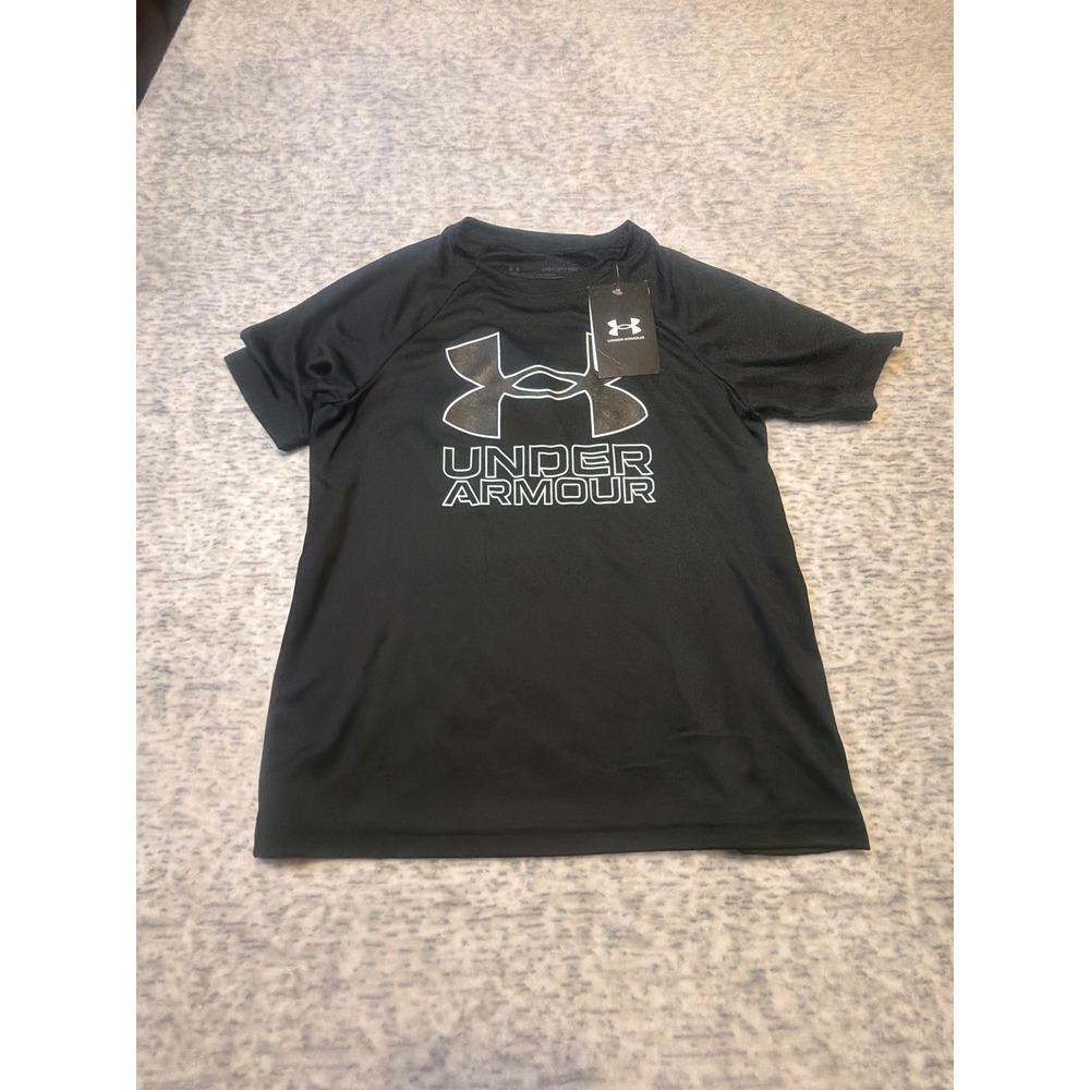 Under Armour Boys Loose Fit Black Short Sleeve Tech Shirt Size YXS JTP ECH NWT